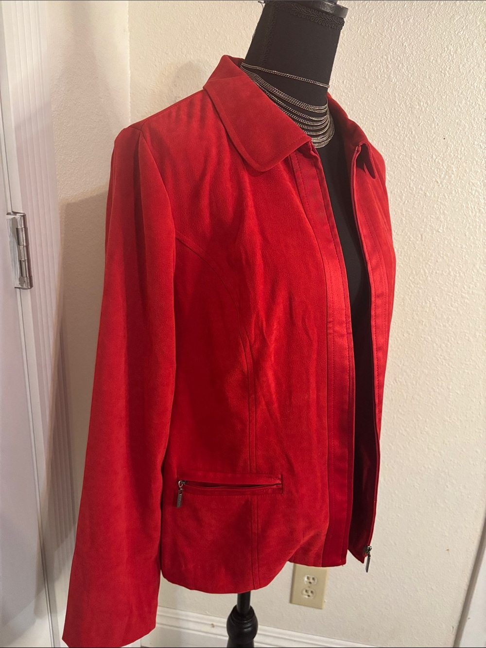 JM Collection Red  Zip-Front Jacket - Picture 2 of 9